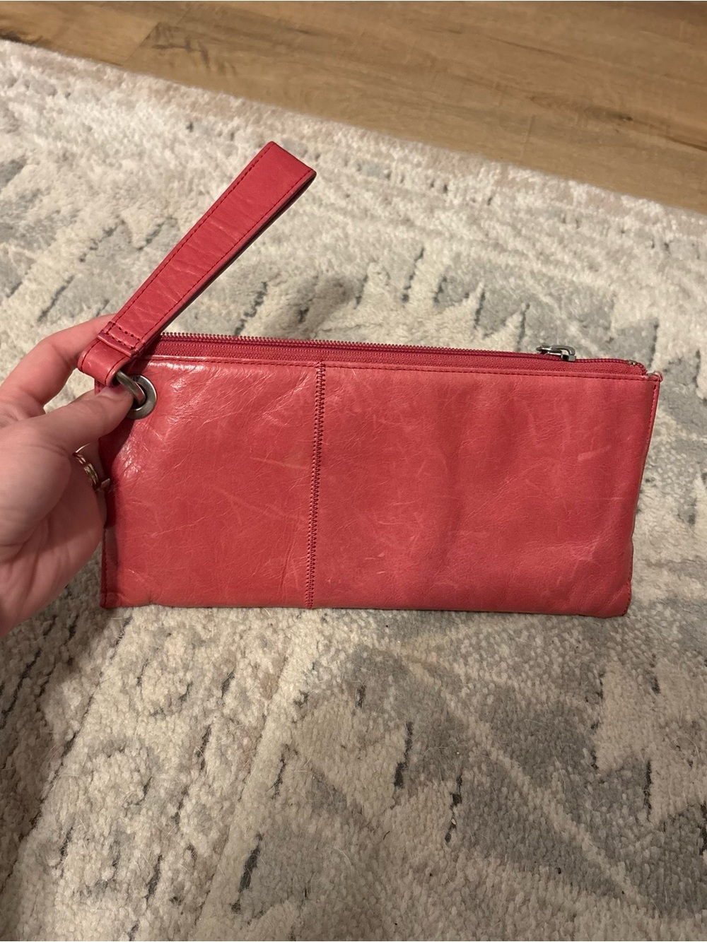 Hobo Bright Pink Leather Vida Wristlet Clutch